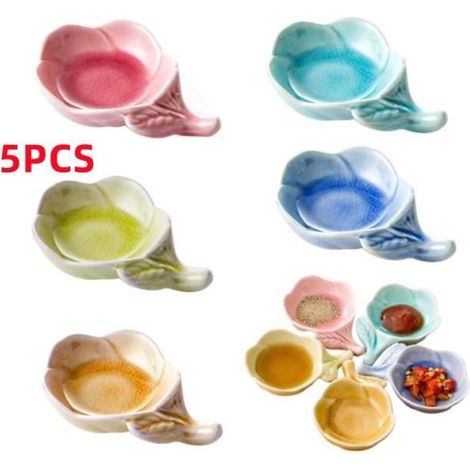 5 pièces bol à tapas céramique, forme fleur, multicolore, pour apéritif et trempettes (1/4)