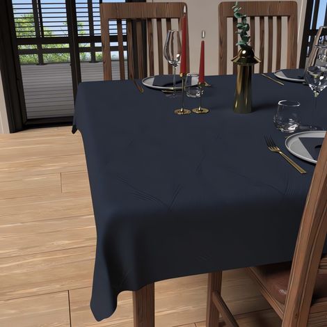 Nappe rectangle anti-tâches 150x250 cm LUXURY bleu nuit, par Soleil d'Ocre