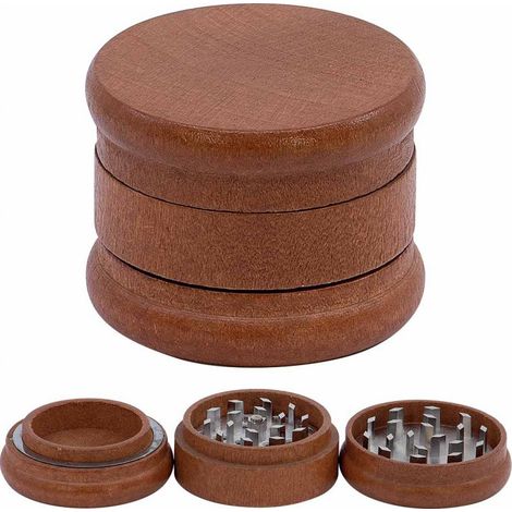 Broyeur en bois et métal, 3 pièces, 58 mm