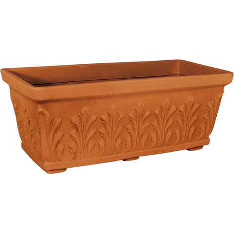 Macetero decorativo clásico tradicional de 70x33 cm y 27 cm de alto, fabricado en polímero de terracota resistente para plantas de jardín y terraza (1/4)