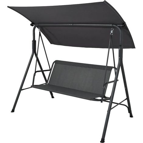 Balancelle de jardin - JUANIO - 3 places - toit inclinable - gris anthracite - 170x110x153 cm (1/4)