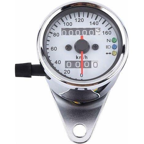 Compteur de vitesse moto jauge 1 pc universel moto compteur kilométrique indicateur de vitesse jauge Signal double affichage numérique(argent) (1/5)
