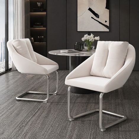 Pack de 2 sillas de comedor de terciopelo beige 59x65x82 cm FLORAGRACE (1/5)