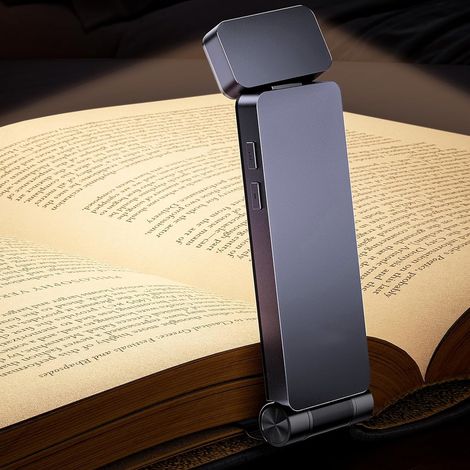 Tragbare Leselampe, wiederaufladbare Buchlampe zum Lesen vor dem Schlafengehen, ultraleichtes LED-Lesezeichen zum Anklemmen mit 3 Farbtemperaturen, stufenlose Dimmfunktion für Bücherliebhaber und Kind (1/5)