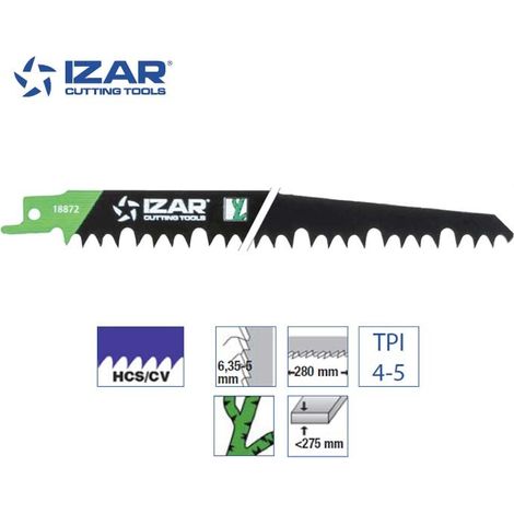 Lame scie sabre Izar S1531L (lot de 5) HCS/CV 300 mm TPI 4-5