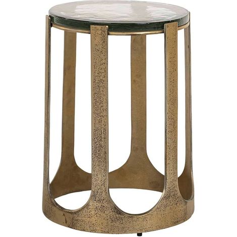 Table dappoint élégante finition laiton et plateau en verre - doré finition laiton et verre transparent (1/5)