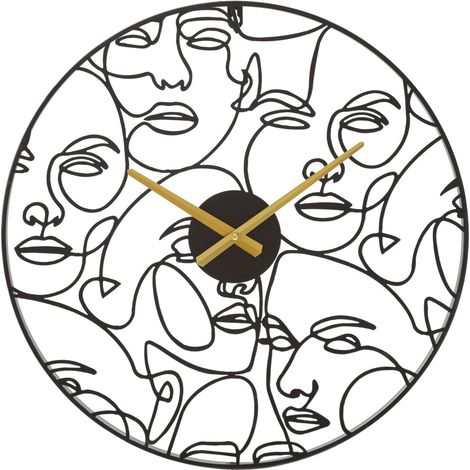 Orologio da parete Faces in ferro nero minimal