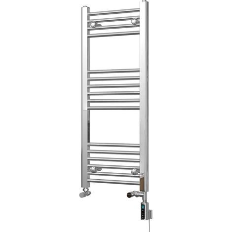 Zennor - Chrome Dual Fuel Towel Rail H1000mm x W400mm Thermostatic WIFI - Straight (1/3)