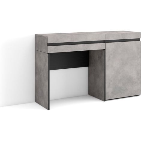 Skraut Home - Tocador, Dormitorio habitación, 121x75x35 cm, Con cajón, Con almacenamiento, Estilo Moderno, Gris Cemento (1/5)