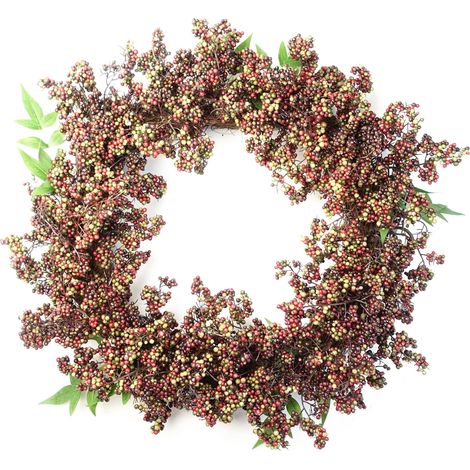 55cm Artificial Hanging Black Berry Wreath (1/5)