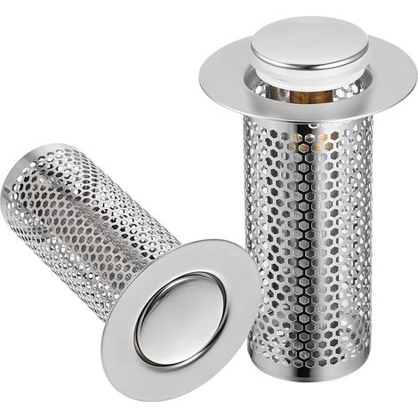 2 bouchons de vidange pour éviers en acier inoxydable 304 avec une fine grille et un design imprimé