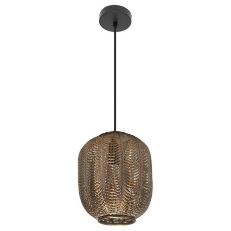 Colgante Trikala Negro/cuero Envejecido 1xe27 Regx25x25 Cm