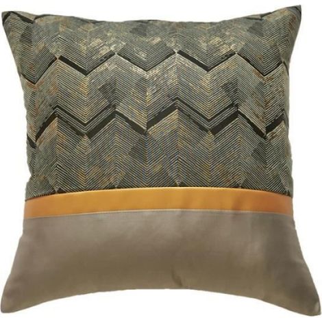 Housse De Coussin - 45x45 Cm - Polyester - Motif Rayures Ondulées Dorées - Intérieur - Lot De 2