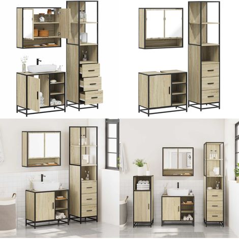 vidaXL Ensemble de meubles de salle de bain 3 pcs chêne sonoma (1/5)