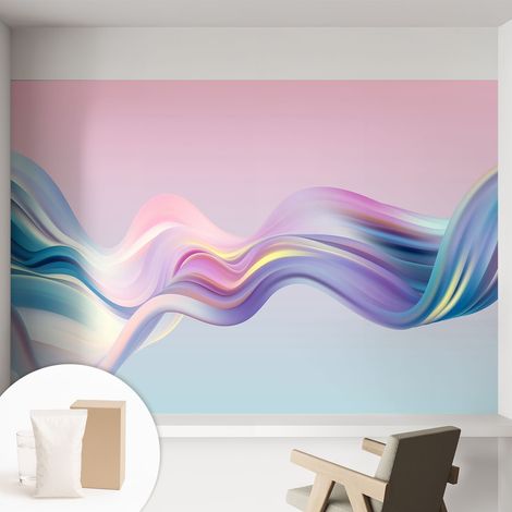 Papier peint intissé décoratif pour salon chambre et cuisine Facile à poser avec colle Vagues colorées 152x104 cm (1/5)