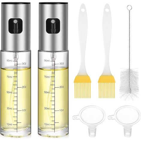 Spray Huile Cuisine Air Fryer, Pulverisateur Huile Cuisine, Vaporisateur Huiles pour Friteuse à Air Chaud Accessoires, Entonnoirs, Brosse de Nettoyage, Pinceaux de Pâtisserie (1/3)