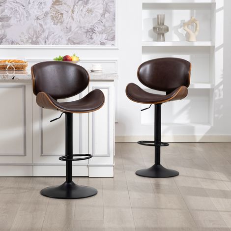 MEUBLIV Lot de 2 tabourets de bar 51x50x93-103,5 cm marron – pivotants réglables (1/5)