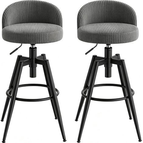 2 Barhocker aus Cord mit Rückenlehne, 360° drehbar und höhenverstellbar, MODENUIT (1/5)