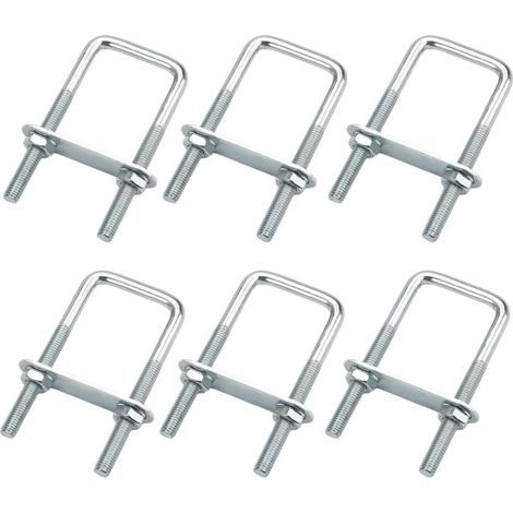 6 Pièces Boulons en U Carrés Acier, M8 40 x 100 mm Boulon Carré en U, U-Bolts Avec Écrous et Plaque de Cadre, Bride de Fixation, Étrier de Fixation en U Bolt, pour Remorquage, Fixation Tuyaus, Bateau