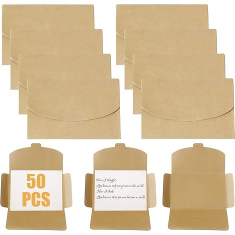 Briefumschläge, Kraftpapier-Briefumschläge, Briefumschläge für Hochzeitsvisitenkarten, hübsche handgefertigte Briefumschläge, klassische Klappumschläge (Gelb, 50 Stück, 16 x 10,5 cm) (1/5)