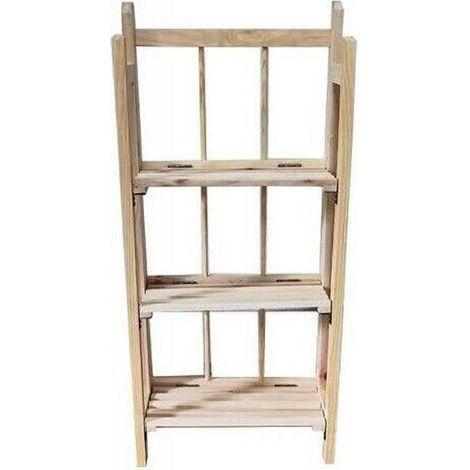 TrAdE Shop Traesio - Mobile Scaffale In Legno 3 Ripiani Porta Piante Oggetti Mensole Arredamento -
