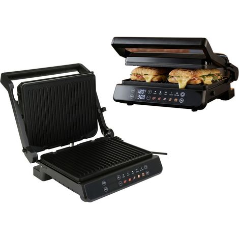 Elektrogrill Kontaktgrill & Tischgrill 2000W abnehmbaren Antihaftplatten, 5 Programme, manueller Temperaturregelung, Timer, LED-Display, Auffangschale