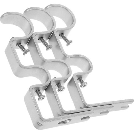 Lot de 3 Supports de Tringle à Rideau Doubles en Fer Peinture Argentée 1 5/8 Pouces 6 Vis Accessoires de Quincaillerie pour Habillage de Fenêtre Décoration D’Intérieur Usage (1/5)