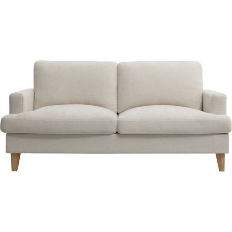 Canapé droit TALMA 3 places en tissu beige pieds bois naturel (1/5)