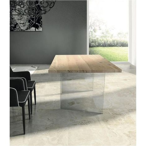 Tavolo moderno base in vetro Naturale Dimensione Tavoli: 180 x 90