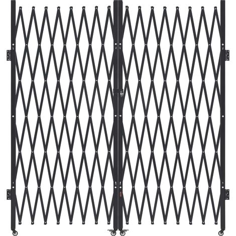 VEVOR Puerta de Seguridad Retráctil Plegable 394 x 220,5 cm, Puerta de Tijera de Acero para Exteriores con Cerradura y Ruedas Giratorias de 360° Flexibles, para Entrada, Garaje, Almacen, Piscina (1/5)