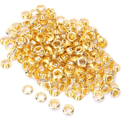 100 œillets rivets double face en laiton de 5 mm pour ceintures, chaussures, sacs et articles en cuir (doré) (1/5)