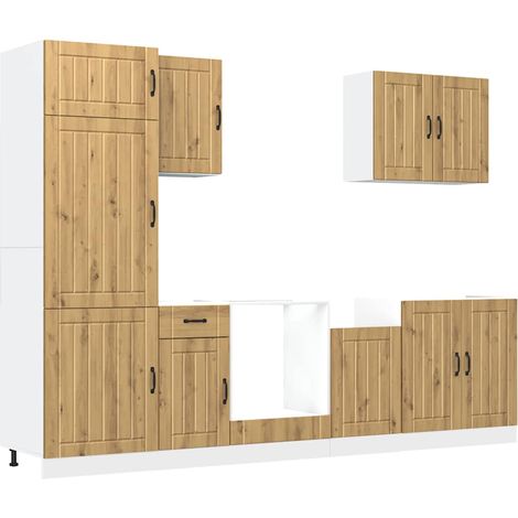 Maison Exclusive - Mueble de cocina Lucca 7 piezas artesanal robl