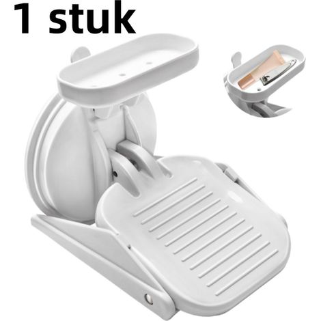 Pédale de lavage des pieds pour salle de bain avec ventouses antidérapantes portable blanc (1/5)