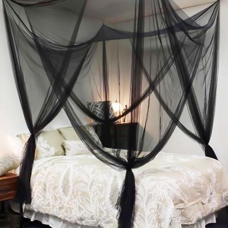 Moustiquaire de lit carrée, maille fine, pour la maison et les voyages, 190 x 210 x 240 cm (noir) (1/5)