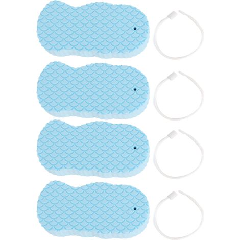 Lot de 4 éponges de bain 3D à motif écailles de poisson - Douces pour la peau, accessoire de bain sans douleur pour les bébés (1/5)