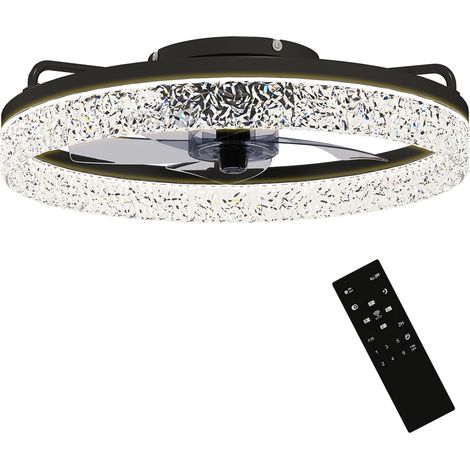 Deckenventilator mit dimmbarer LED-Beleuchtung, inklusive Fernbedienung, für Schlaf- und Wohnzimmer, schwarz