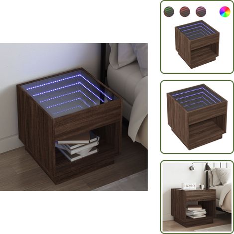Table de chevet avec LED infini chêne marron 50x50x50 cm - Table De Chevet - Tables De Chevet - Armoire De Lit - Table D'appoint De Chambre À Coucher (1/5)