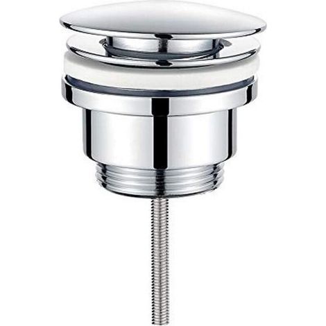 M20509 Bonde de Lavabo Clic Clac avec/sans Trop-Plein - Bouchon Vidage Salle de Bain en Métal Argenté, Robuste et Installation Facile (1/5)