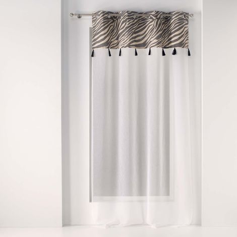 panneau a oeillets 140 x 240 cm voile sable+top imprime+pompon maroni (1/3)