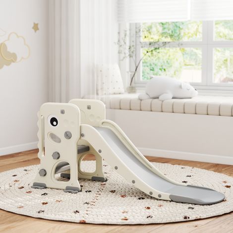 Toboggan 3 en 1 pour enfants avec cadre d’escalade - ballon de basket-ball - toboggan intérieur pliant pour tout-petits de 2 à 5 ans (1/4)