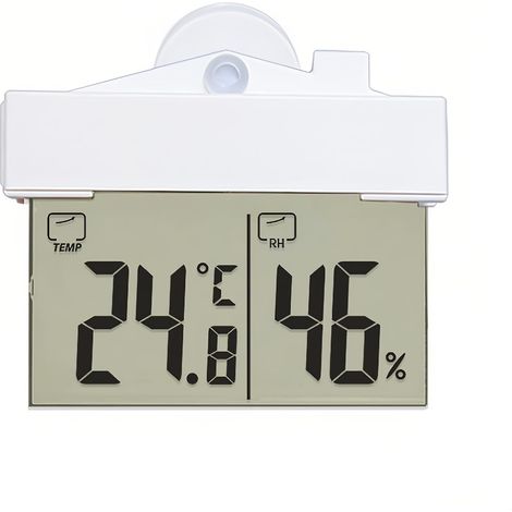 Thermomètre numérique - hygromètre - intérieur et extérieur avec écran LCD, thermomètre sans fil à ventouse, surveillance en temps réel, alimenté par batterie dans la salle de bain du salon (1/5)