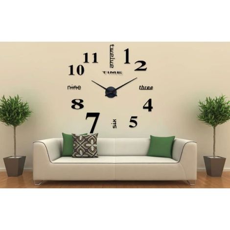 Horloge murale autocollante, décoration murale moderne analogique grande horloge pour intérieur inspirant (1/4)