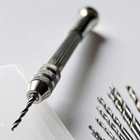 Mini-Handbohrmaschine mit 10 Mikro-Spiralbohrern für Puppen (0,8–3,0 mm), Rotationswerkzeuge, Hobbywerkzeuge (1/3)