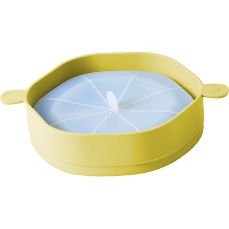 Seau à pop-corn en silicone résistant aux hautes températures, grand format, avec poignée, couleur beige. (1/4)