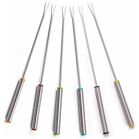 Fourchette À Marmite En Acier Inoxydable Fourchette À Barbecue Avec Poignée Fourchette À Dessert Pour Brochettes De Fromage Au Chocolat De Viande 24cm 6Pcs (1/5)