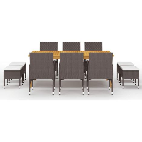 Maison Exclusive - Set Mobili da Pranzo per Giardino 11 pz Marrone