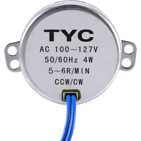 Moteur synchrone à forte torsion, 50/60 Hz CA, 100-127 V, 5-6 tr/min, rotation antihoraire/horaire, 4 W (1/5)