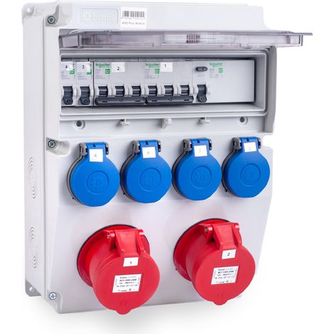 MIDORI® Stromverteiler Baustromverteiler komplett 2x 16A / 5P, 4x 230V FI-Schutzschalter (1/5)