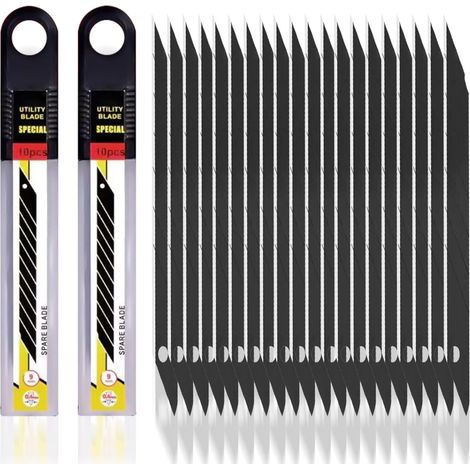 Lot de 120 lames de cutter - Lames de rechange de 9 mm - Lames de rechange pour cutter - Lames à casser à 30 degrés pour petits cutters et couteaux de loisirs créatifs - Pour travaux manuels (1/5)