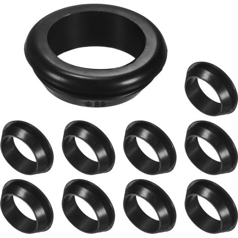 10-Pack Passe-câbles En Caoutchouc Pour Garde-corps, 28mm Trou De Perçage 23mm ID Anneau Œillet Joint Pour Câblage, Câble, Passe-câble Voiture [Noir] (1/5)